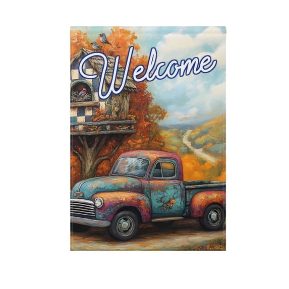 Autumn Bird Trees Landscape Garden Flag House Banner 12" x 18" Double Sided Outdoor Yard Decoration