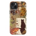 thumbnail image 1 of Autumn Black Cat Tarot Phone Case, Vintage Fall Leaves & Dancing Kittens Collage Cover for iPhone 17 16 15 14 13 12 11 Pro Max Plus Mini, 1 of 6
