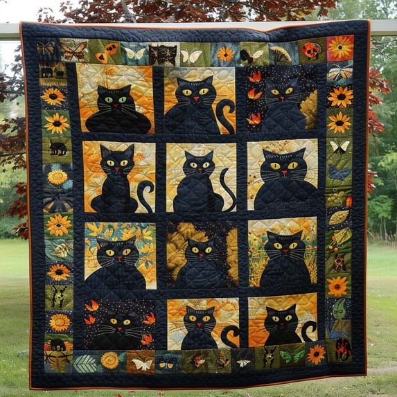 Autumn Black Cats Quilted Blanket - Walmart.com