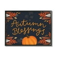 thumbnail image 1 of Autumn Blessings Fall Leaves Pumpkin Holiday Graphic Art Black Framed Art Print Wall Art, 1 of 8