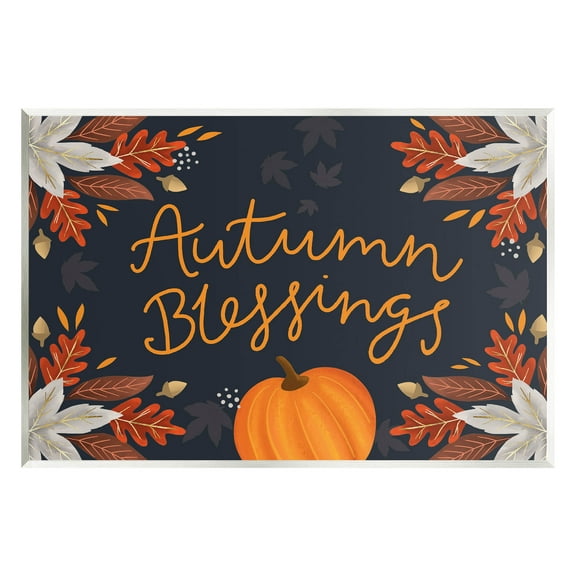 Autumn Blessings Fall Leaves Pumpkin Holiday Graphic Art Unframed Art Print Wall Art