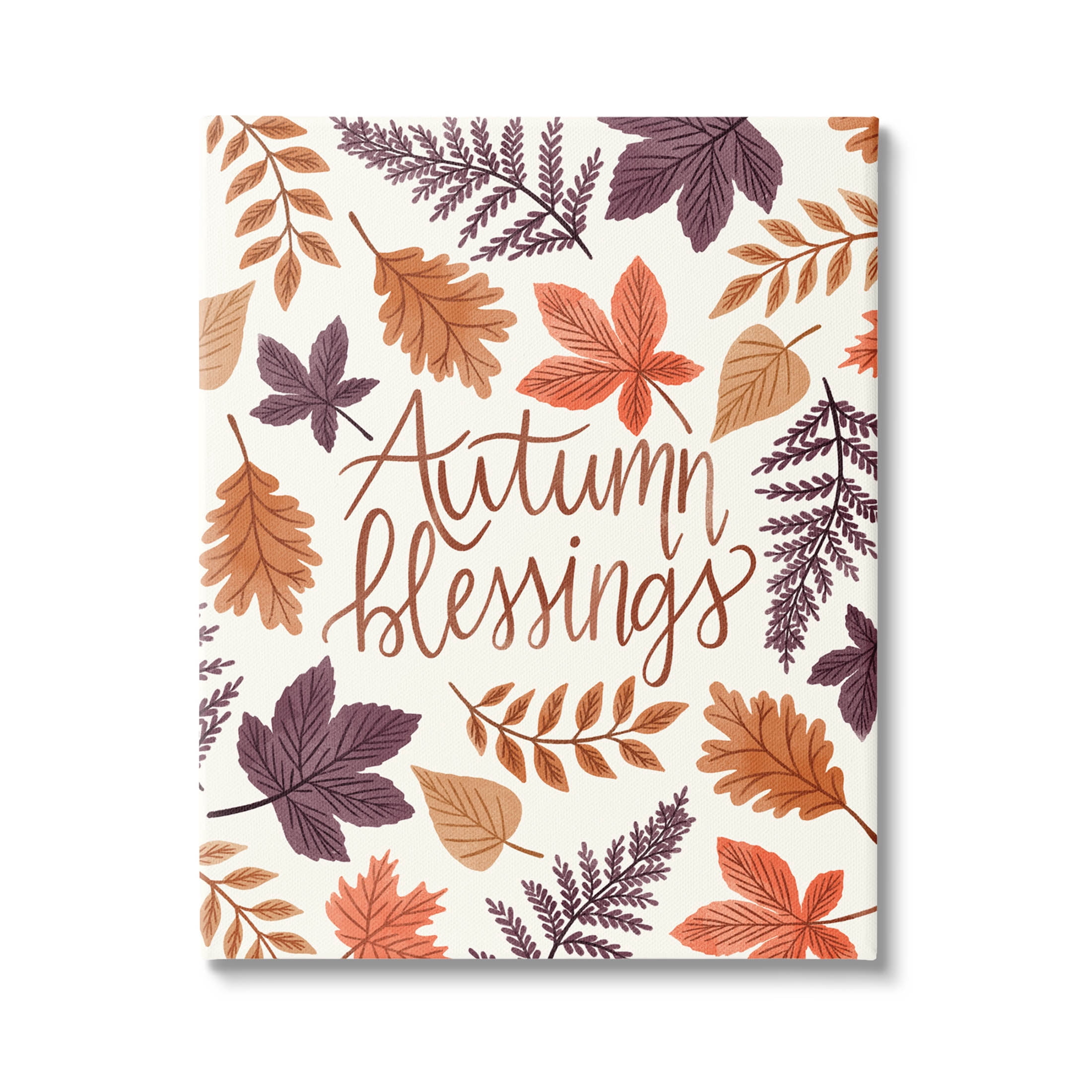 Autumn Blessings Fern Leaves Nature Holiday Graphic Art Gallery Wrapped Canvas Print Wall Art