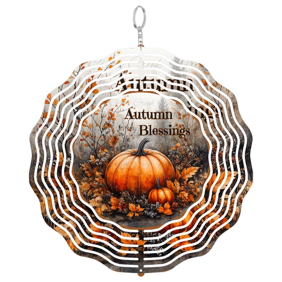 Autumn Blessings Leaves 3D Wind Spinner Hanging, UV Printed Tinplate, Fall Season Home Decor, Spiritual Gratitude Gift,