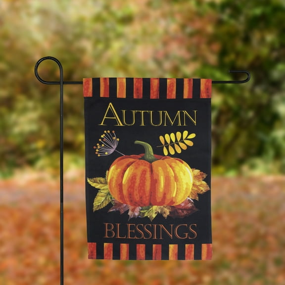 Northlight Autumn Blessings Pumpkin Fall Harvest Outdoor Garden Flag - 18" x 12.5"