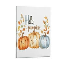 Autumn Blue Pumpkin Thanksgiving Canvas Prints Wall Art 8x12inch Canvas Prints Fall Pumpkins Hello Pumpkin Vintage Retro Canvas Wall Art for Bedroom for Home Office Decorations Wall Decor Framed