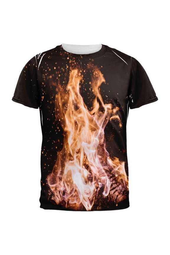 Autumn Bonfire Love All Over Mens Black Back T Shirt Multi MD