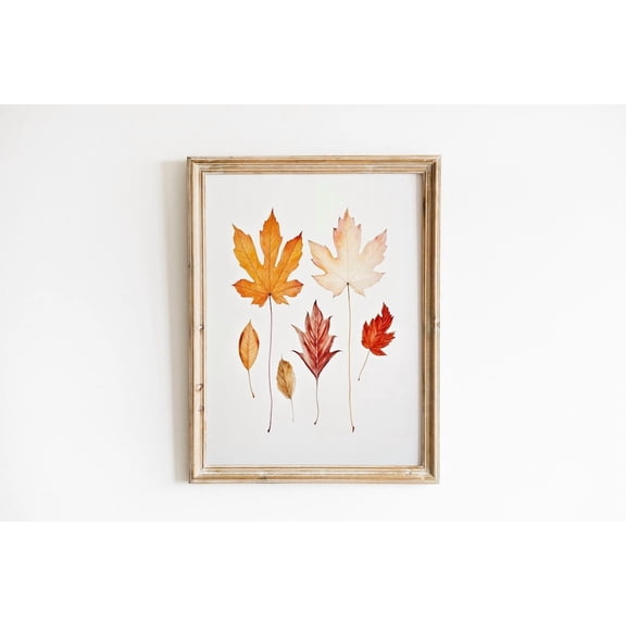 Autumn Botanical Vintage Pressed Leaf Art Neutral Minimalist Fall Leaf Autumn Unframed Paper Print