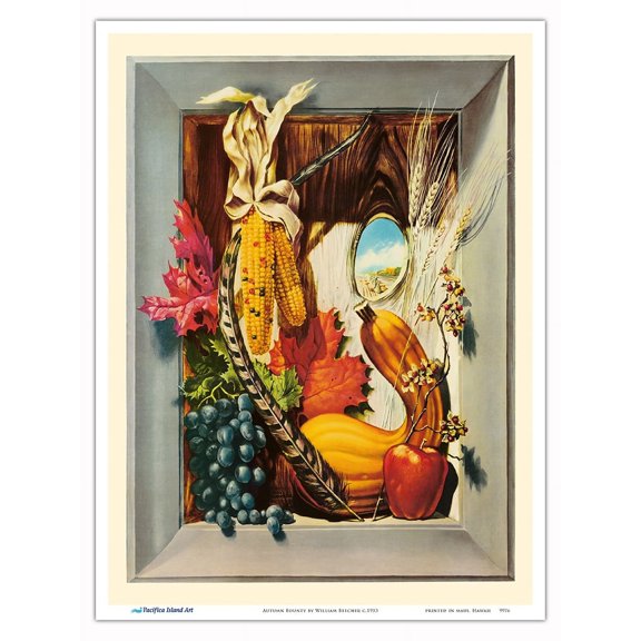 Autumn Bounty - Picture Frame of Winter Vegetables - Vintage Painting by William Beecher c.1953 - Master Art Print (Unframed) 9in x 12in