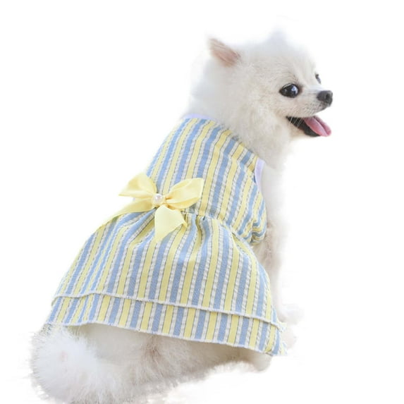 Autumn Bow Spring Knot Clothes Pet Summer Skirt Dress Dog Cat Supplies Dress Wedding Plaid Stripes Pet clothes Dog Clothes for A Female Yorkie Clothes Cat Dresses Small Little Cat Clothes Pajamas for