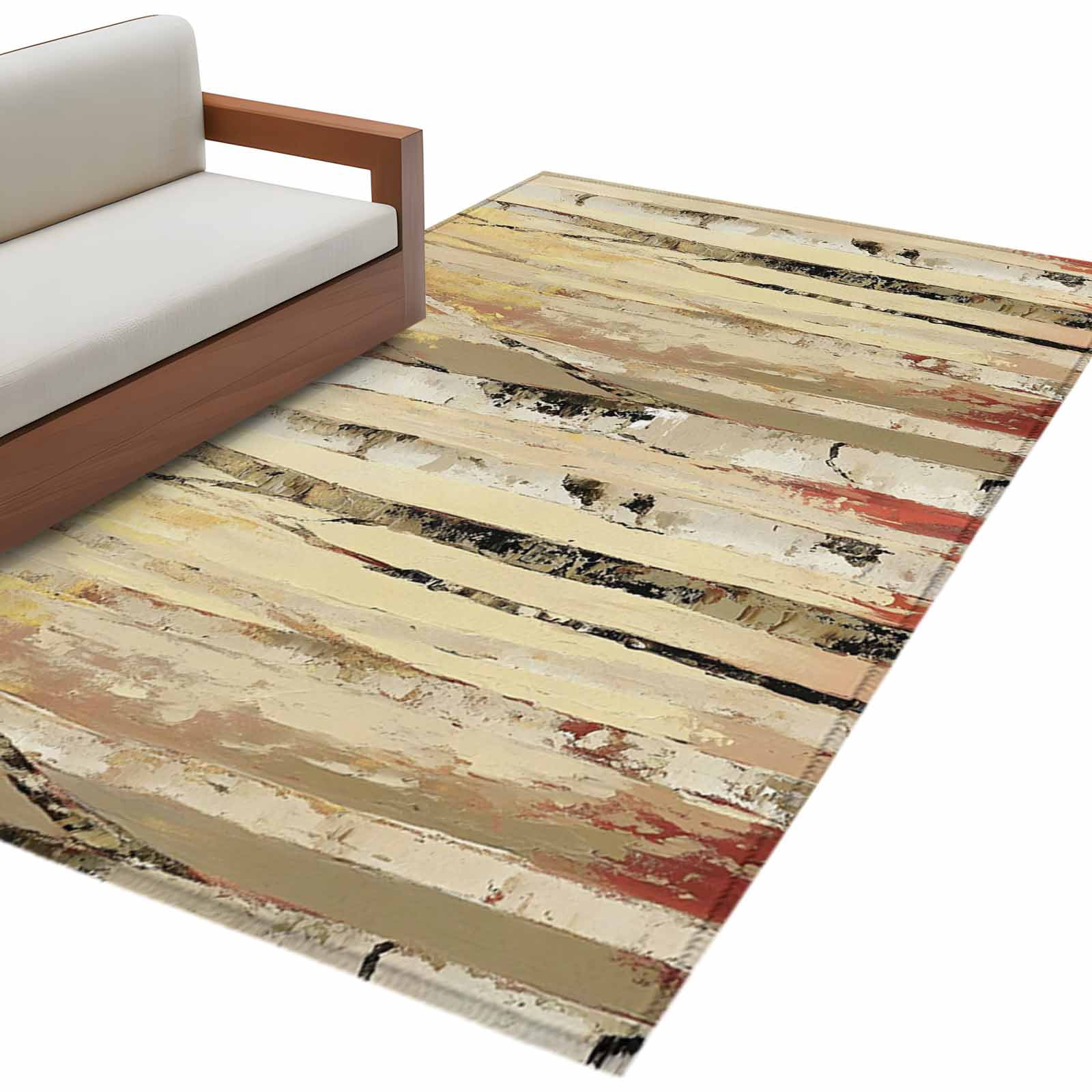 Autumn Branch Trees 3'x5' Washable Rug, Fall Forest Vintage Rustic Oil ...