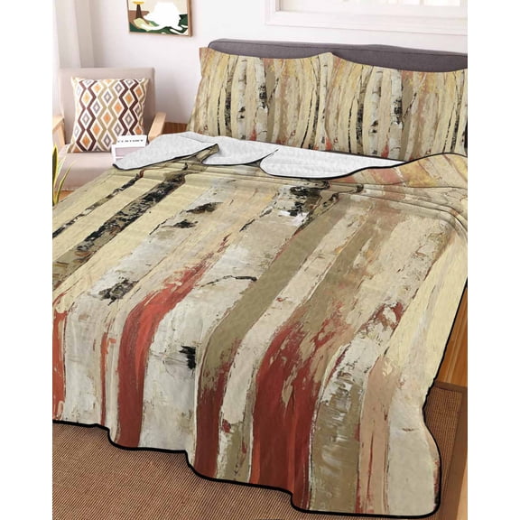 Autumn Branch Trees King Size Down Alternative Comforter,Lightweight Comforter Quilt Bedding Set with Pillow Shams Fall Forest Vintage Rustic Oil Painting Bed Comforter Duvet Insert 96"x106"