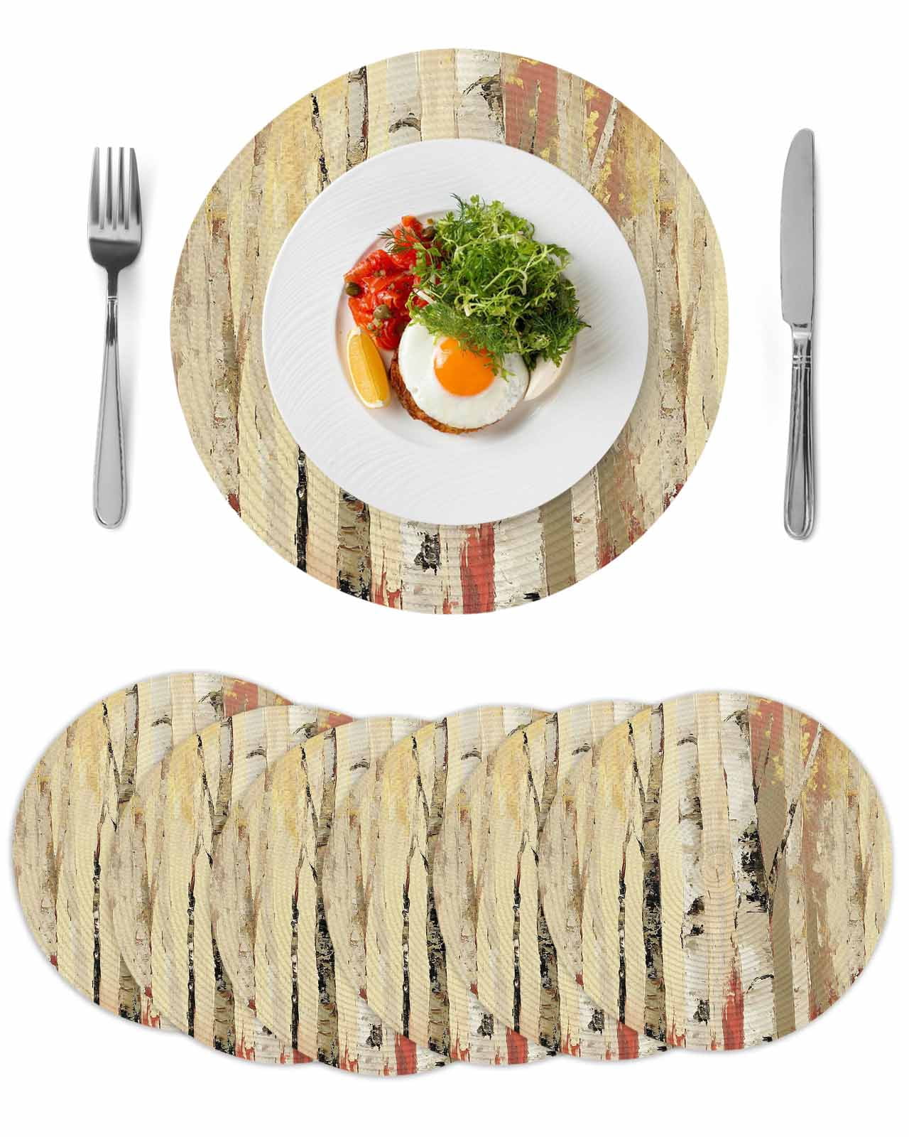 Autumn Branch Trees Round 13 Inch Placemats Set of 6, Fall Forest ...
