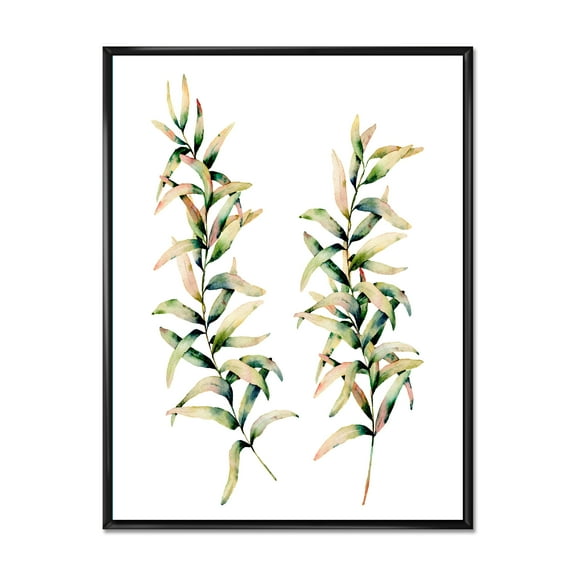 Autumn Branches of Grass 12 in x 20 in Framed Painting Canvas Art Print, by Designart