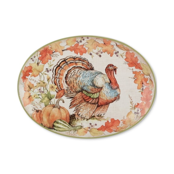Autumn Breeze Oval Turkey Platter - Festive Dinnerware