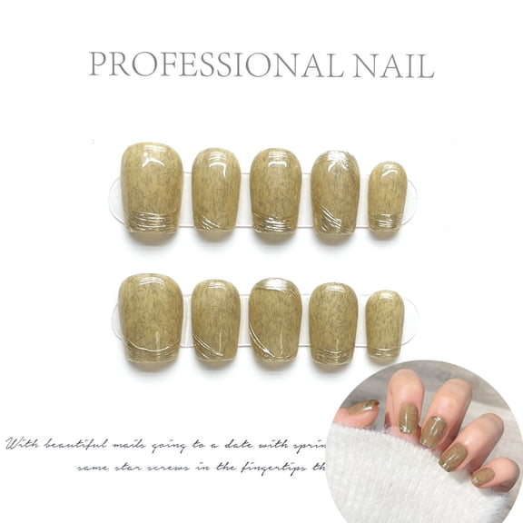 Autumn Breeze Woodgrain Elegance Fall Press On Nails For Women Short with Natural Scent French Tip Woodgrain Texture