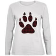 thumbnail image 1 of Autumn Buffalo Plaid Bear Claw Paw Ladies' Relaxed Jersey Long-Sleeve Tee White LG, 1 of 1