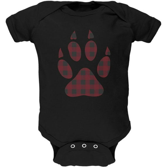 Autumn Buffalo Plaid Bear Claw Paw Soft Baby One Piece Black 12 Month