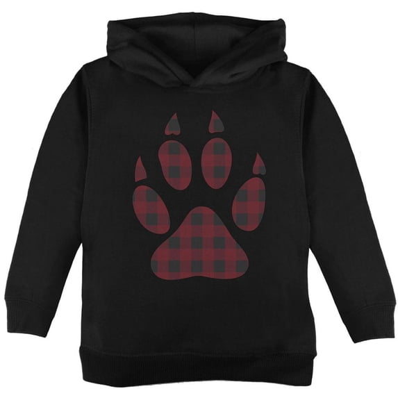 Autumn Buffalo Plaid Bear Claw Paw Toddler Hoodie Black 4T