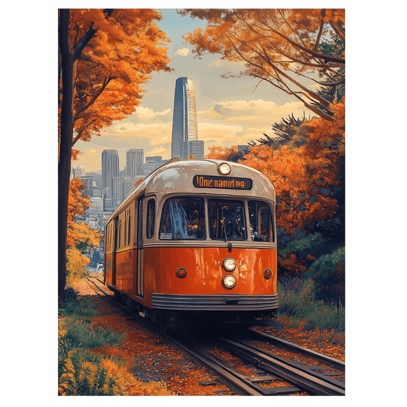 Autumn Cable Car Canvas Print/Wall Art Perfect for Living Room Bedroom Office Dining Room and Hallway Decoration.