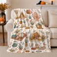 thumbnail image 1 of Autumn Camping Bell Tent Picnic, Rustic Camping Scene, Warm Flannel Blanket for Cabin with Detailed Artwork, Outdoor Lovers Thanksgiving Gift, Rustic Home Decor, 1 of 9