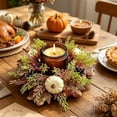 thumbnail image 1 of Autumn Candle Wreath, Pumpkin Candlestick Decoration for Halloween and Thanksgiving, Artificial Maple Pinecone, Reusable Plastic, 1pcs, 1 of 6