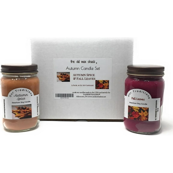 Autumn Candles, Autumn Spice & Fall Leaves (2 Pack, 16 Oz.)