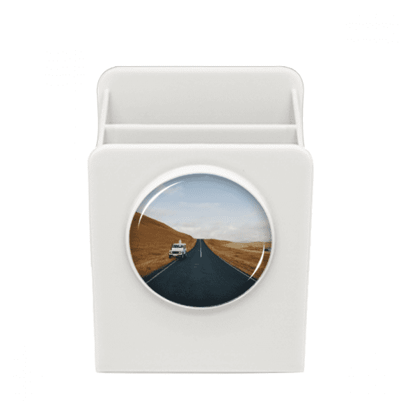 Autumn Car Country Road Travel Sky Grass Desk Pencil Holder Cup Pen Organizer