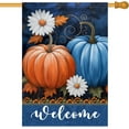 thumbnail image 1 of Autumn Chair Fall Flag Pumpkin Blue White Blanket Seasonal Maple leaves Sunflower Outside Farmhouse Decoration (Chair-28×40 inch), 1 of 6
