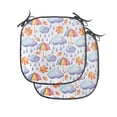 thumbnail image 1 of Autumn Chair Seating Cushion Set of 2, Watercolor Look Rain Umbrella Clouds Pastel Colorful Arrangement, Seat Pads for Office with Anti-slip Backing, 16"x16", Pale Sky Blue Pale Pink, by Ambesonne, 1 of 7