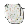 thumbnail image 1 of Autumn Chair Seating Cushion Set of 4, Depiction of Floral Foliage Leaves on Plain Background Illustration, Seat Pads with Anti-slip Backing, 16"x16", Mint Green and Pastel Pink, by Ambesonne, 1 of 7