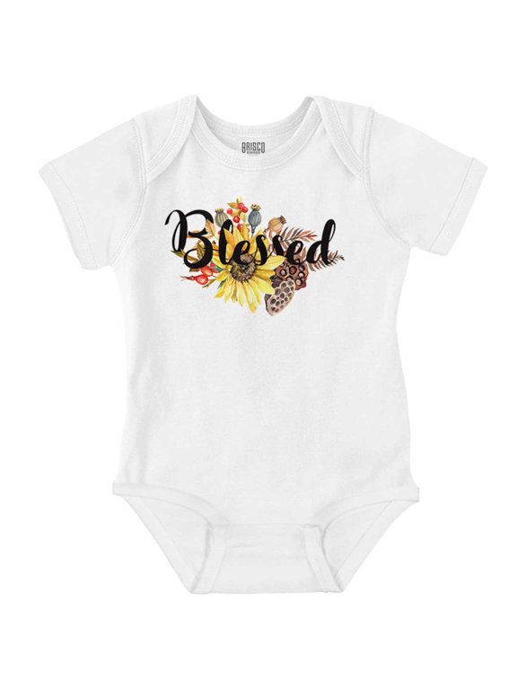 Autumn Christian Blessed Fall Foliage Gender Neutral Printed Baby Bodysuit Brisco Brands 18M