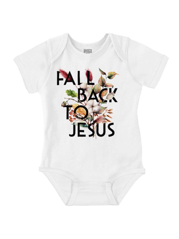 Autumn Christian Fall Back To Jesus Gender Neutral Printed Baby Bodysuit Brisco Brands 6M