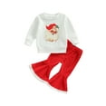 thumbnail image 1 of Autumn Christmas Kids Girls Suit 6M 12M 18M 24M 3Y 4Y Long Sleeve Cartoon Print Tops + Casual Bell-Bottoms Suit Xmas Clothes, 1 of 10