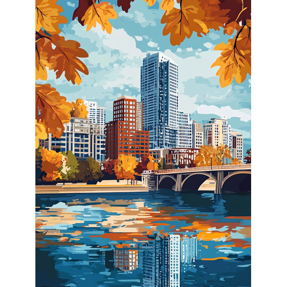 Autumn Cityscape Canvas Painting Wall Art Perfect for Living Room Bedroom Office Kitchen and Bathroom Decoration.