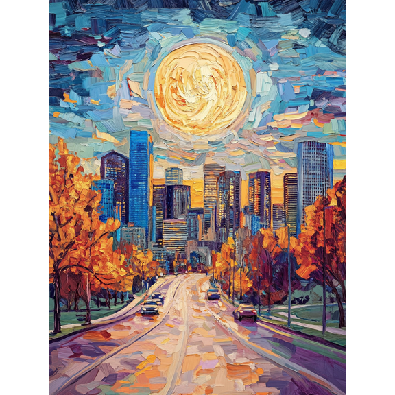 Autumn Cityscape Canvas Print/Wall Art Perfect for Living Room Bedroom Office Hotel and Restaurant Decoration.