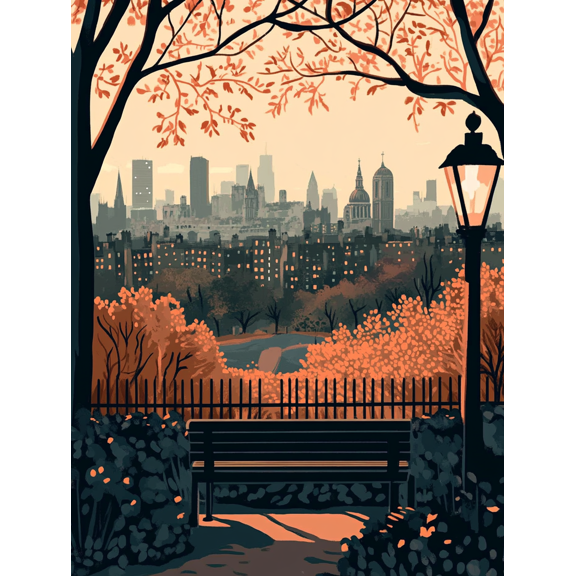 Autumn Cityscape Canvas Print/Wall Art Perfect for Living RoomOffice Dining Room and Hallway Decoration.