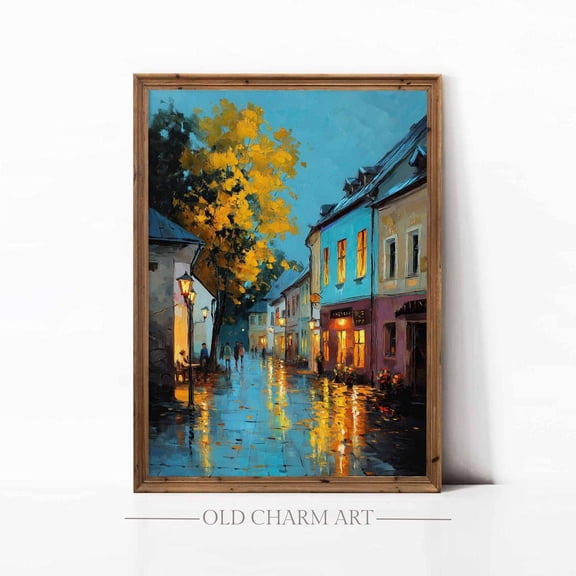 Autumn Cityscape Poster: Rustic Fall Landscape, Unframed Poster Size 8x12