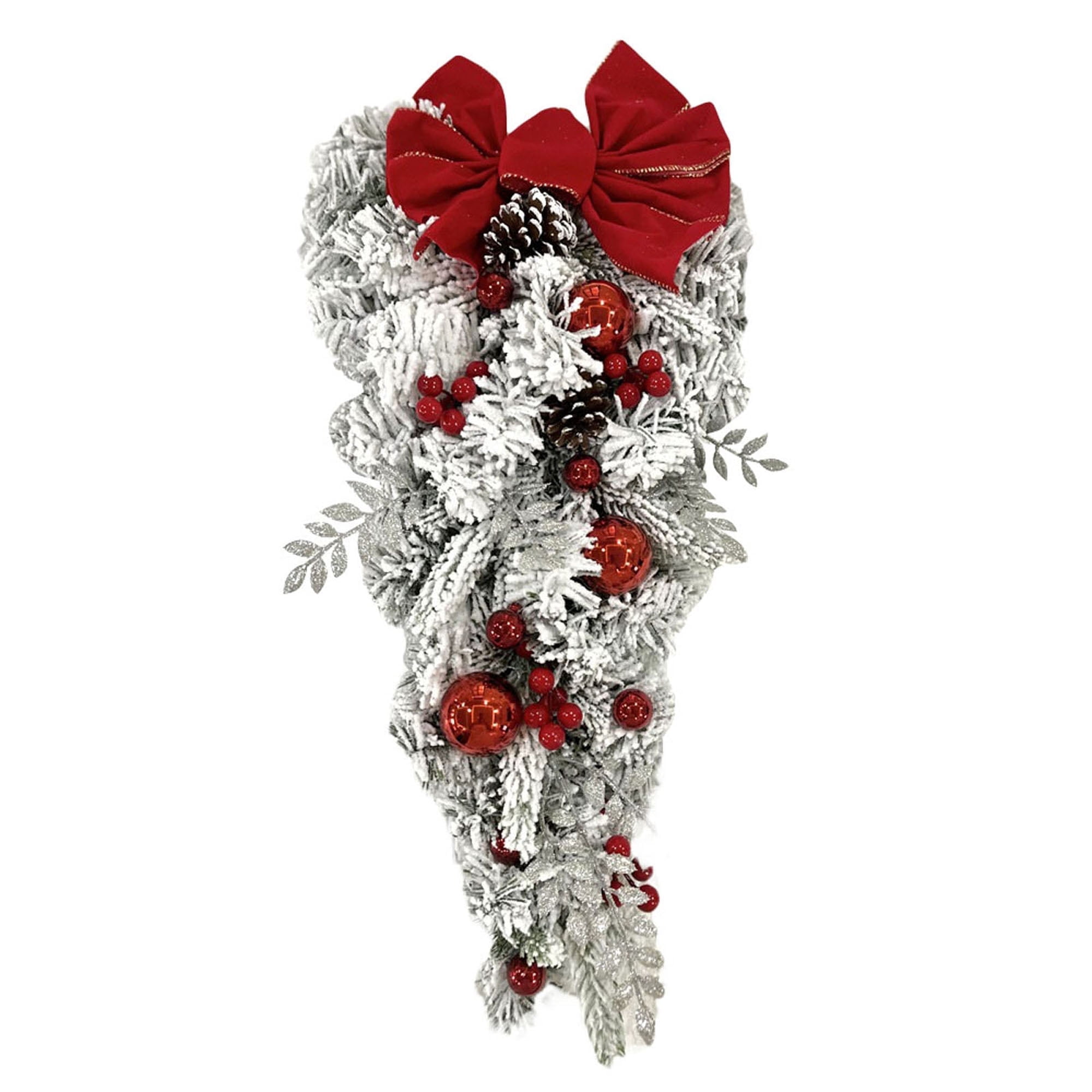 Autumn Clearance Christmas Swag Wreaths with Lights, Cordless Prelit
