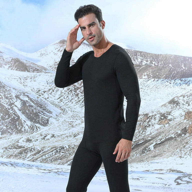 Autumn Clothes And Trousers Seamless Suit Winter With Velvet Padded  Cashmere Silk Cold-proof Men's Thermal Underwear Black XXXL 