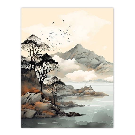 Autumn Coastal Landscape in Scottish Highlands Extra Large XL Wall Art Poster Print