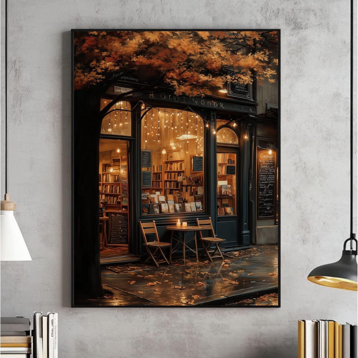 Autumn Coffee Shop Poster, Moody