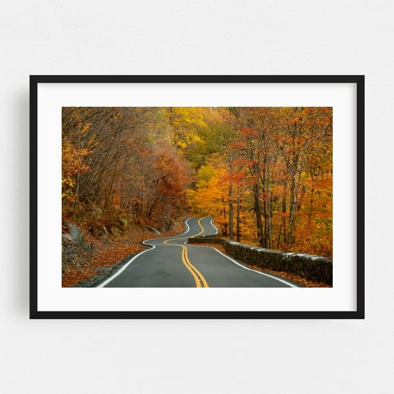 Autumn Color on Storm King Highway 01 - Cornwall-on-Hudson New York Photography Black Framed Wall Art Print 20 x 30 inches
