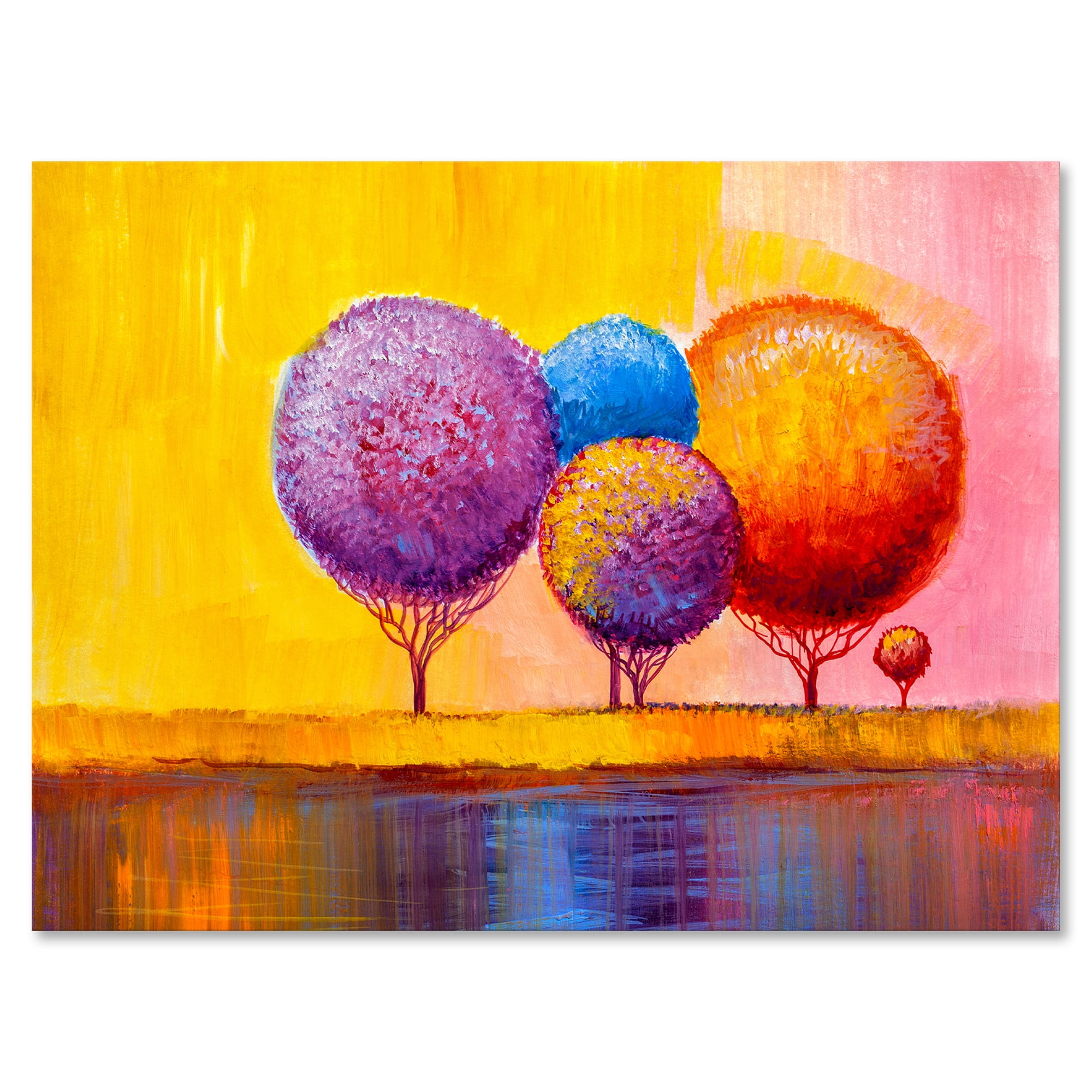 Autumn Colorful Fantasy Trees I 32 in x 16 in Painting Canvas Art Print, by Designart