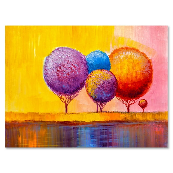 Autumn Colorful Fantasy Trees I 8 in x 12 in Painting Canvas Art Print, by Designart