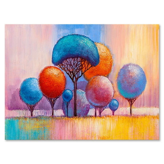 Autumn Colorful Fantasy Trees II 40 in x 30 in Painting Canvas Art Print, by Designart