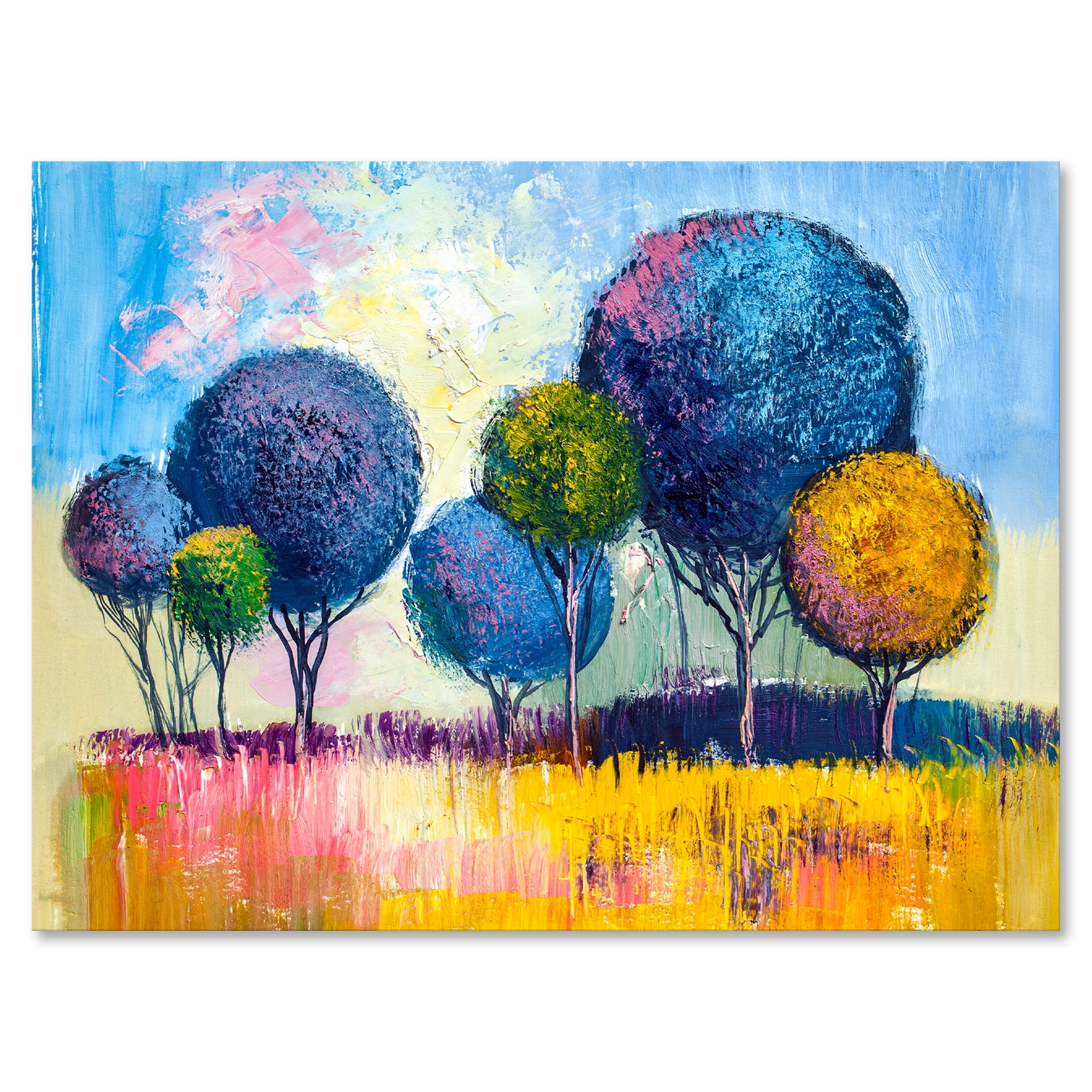 Autumn Colorful Fantasy Trees III 40 in x 30 in Painting Canvas Art Print, by Designart
