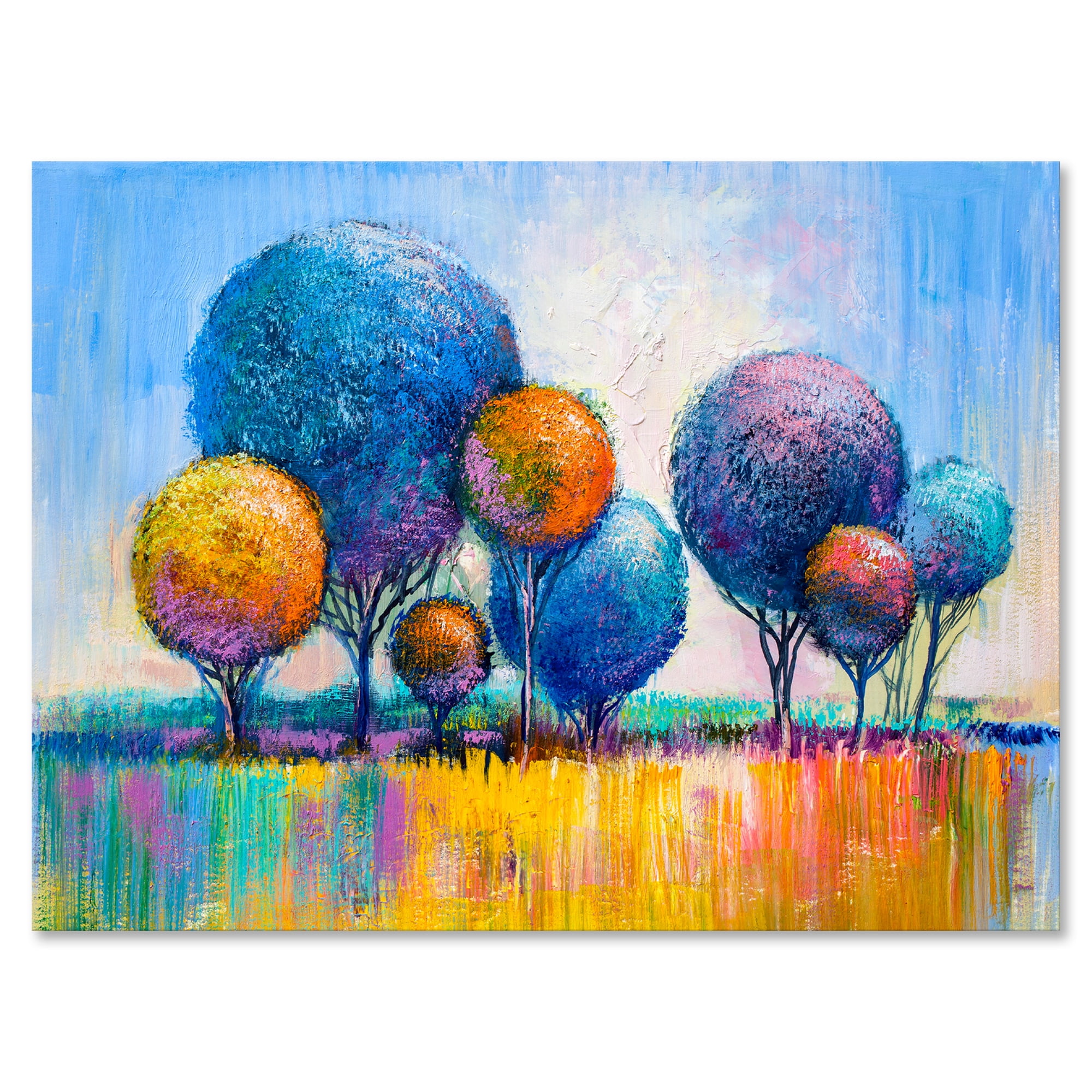Autumn Colorful Fantasy Trees IV 40 in x 30 in Painting Canvas Art Print, by Designart