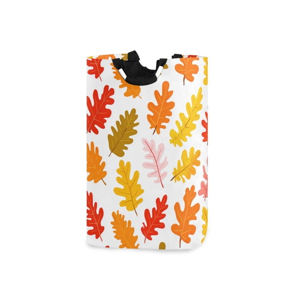 Autumn Colorful Leaves Laundry Basket with Handles Foldable Laundry Hamper Freestanding Washing Bin 50L