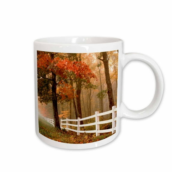 3drose, Autumn Colors and White Fence, 15oz Mug