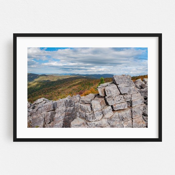 Autumn Colors from a Rocky Summit in Virginia - Virginia Photography Landscape Mountain Nature Autumn Scenic Wilderness Forest Black Framed Wall Art Print 16 x 24 inches